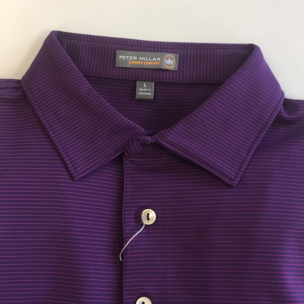 NWT Peter Millar Purple Stripped Polo